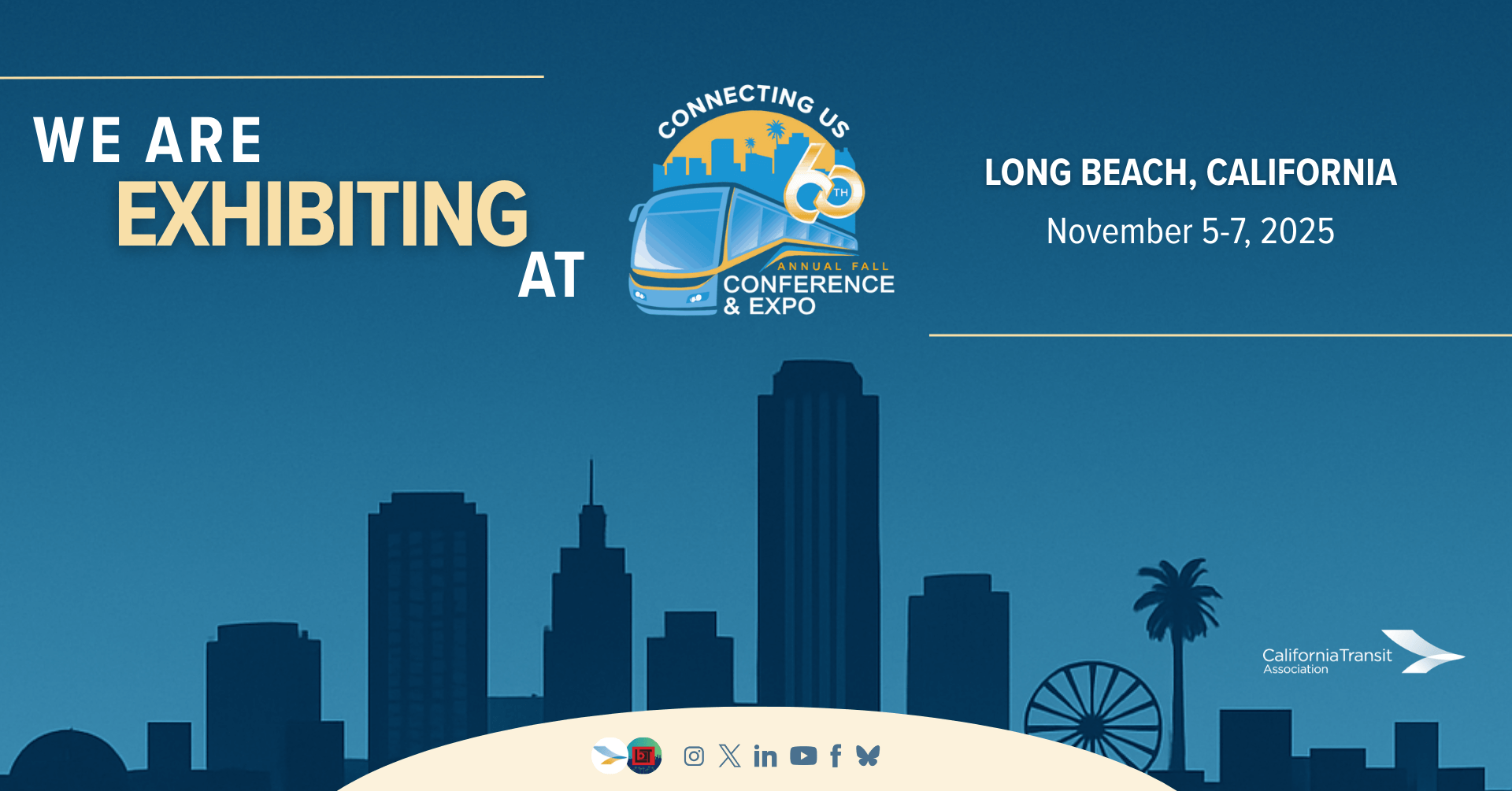 Landi Technologies booth announcement for the CalTransit 60th Annual Fall Conference & Expo in Long Beach, California